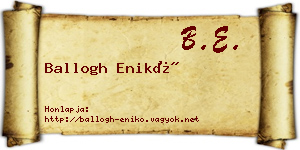 Ballogh Enikő névjegykártya